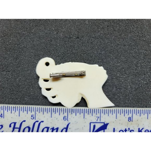 Vintage Carved Stone African Native Tribal Woman Brooch Pin Rare - Picture 2 of 2